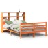 Cama con estantería sin colchón madera maciza marrón 135x190