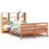 Cama con estantería sin colchón madera maciza marrón 160x200