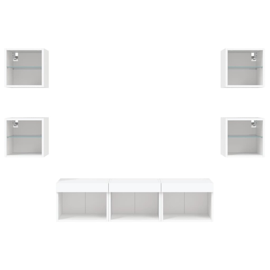 Muebles de TV de pared con LED 7 pzas madera ingeniería