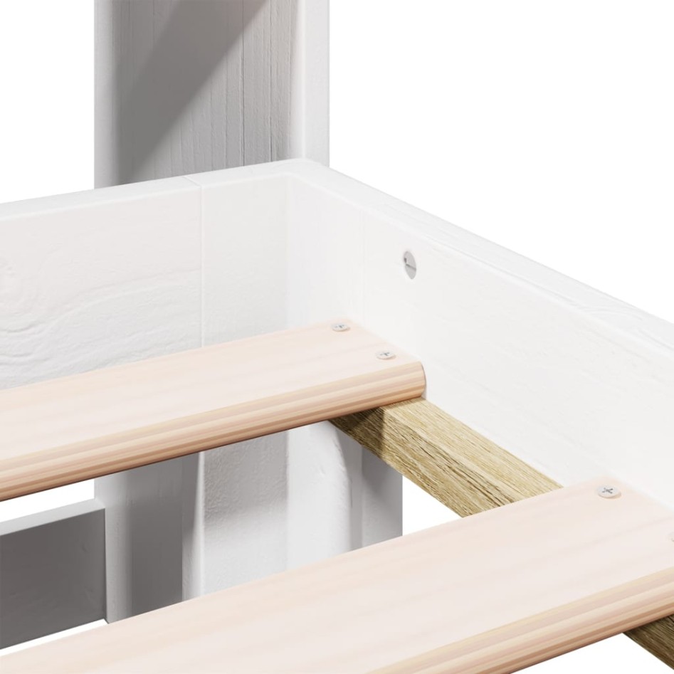 Cama con estantería sin colchón madera maciza blanca 135x190