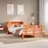 Cama con estantería sin colchón madera maciza marrón 150x200