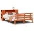 Cama con estantería sin colchón madera maciza marrón 150x200