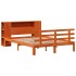 Cama con estantería sin colchón madera maciza marrón 150x200