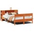 Cama con estantería sin colchón madera maciza marrón 150x200