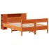 Cama con estantería sin colchón madera maciza marrón 150x200