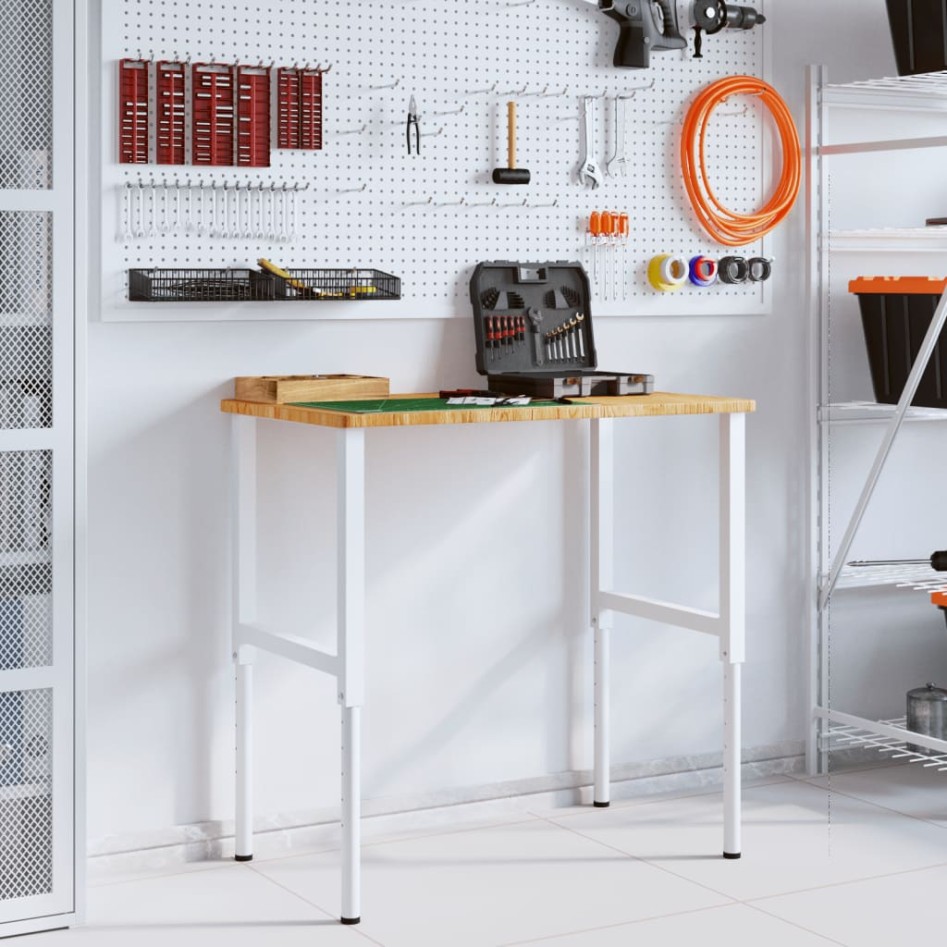 Banco de trabajo rectangular madera maciza 100x60x(71,5-98)