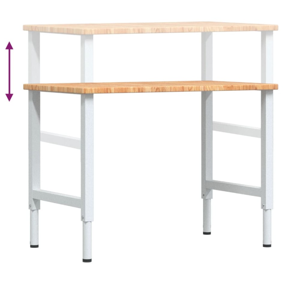 Banco de trabajo rectangular madera maciza 100x60x(71,5-98)