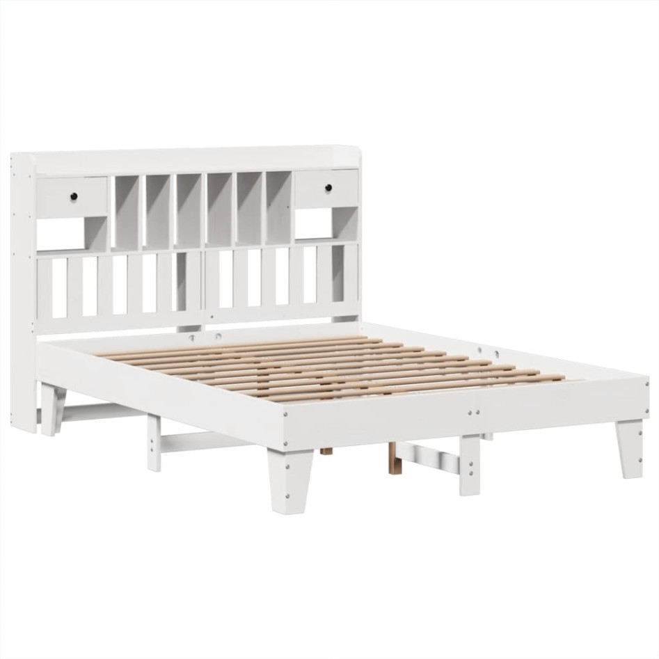 Estructura de cama sin colchón madera de pino blanca 140x190