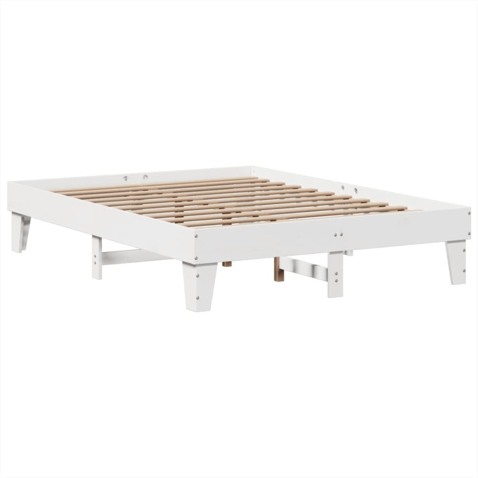 Estructura de cama sin colchón madera de pino blanca 140x190