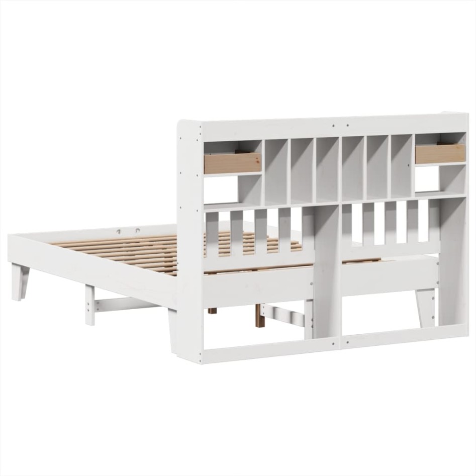Estructura de cama sin colchón madera de pino blanca 140x190