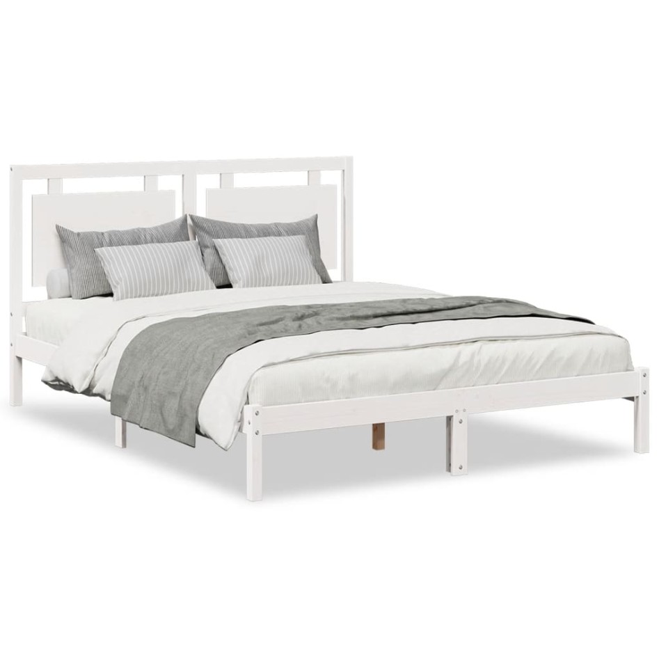 Cama extralarga sin colchón madera maciza blanca 140x210