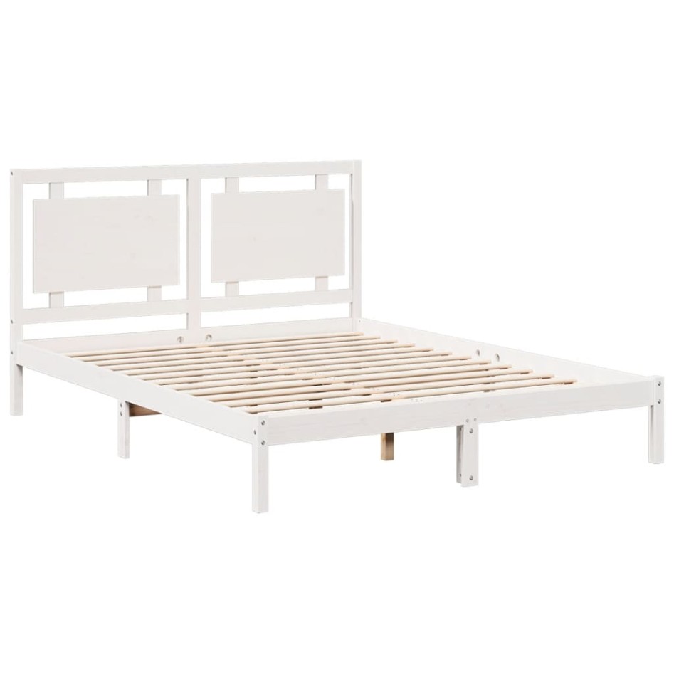 Cama extralarga sin colchón madera maciza blanca 140x210