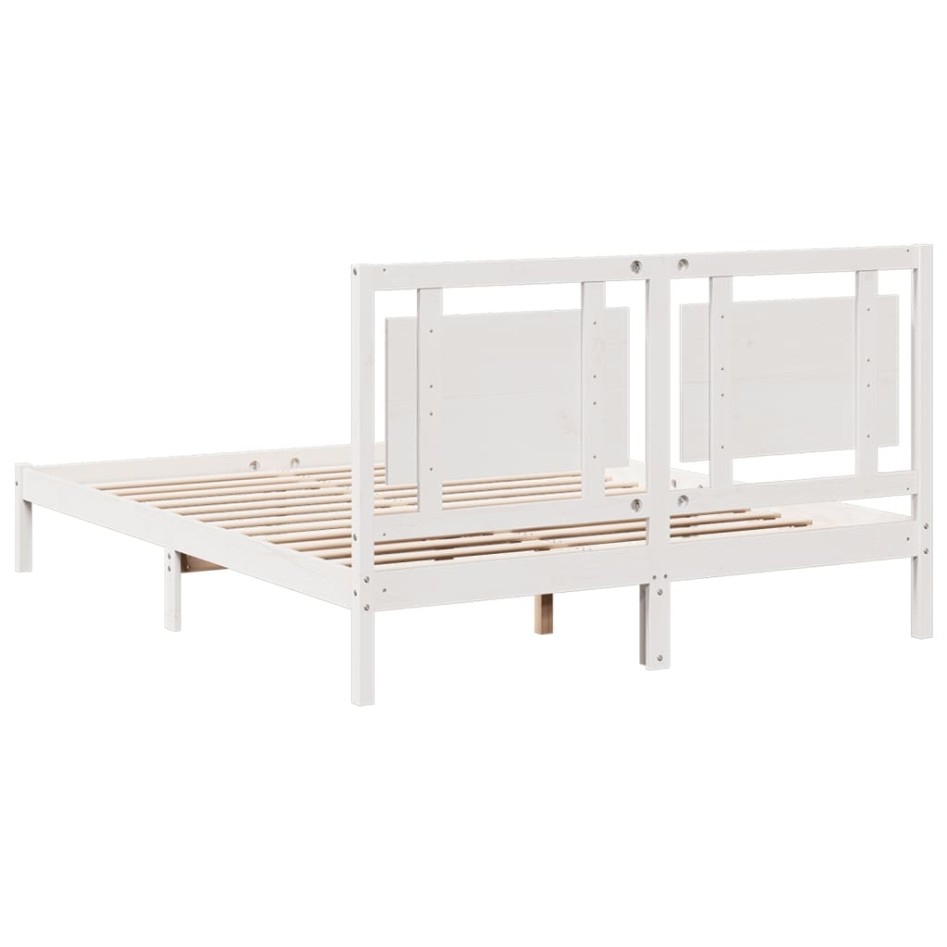 Cama extralarga sin colchón madera maciza blanca 140x210
