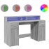 Escritorio con LED madera ingeniería gris sonoma 140x55x91