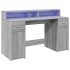 Escritorio con LED madera ingeniería gris sonoma 140x55x91