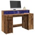 Escritorio con LED madera ingeniería envejecida 140x55x91