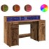 Escritorio con LED madera ingeniería envejecida 140x55x91