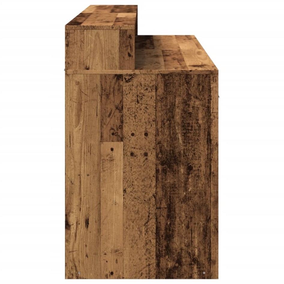 Escritorio con LED madera ingeniería envejecida 140x55x91