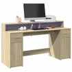 Escritorio con LED madera ingeniería roble Sonoma 160x55x91 cm