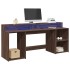 Escritorio con LED madera ingeniería marrón roble 200x55x91