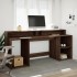 Escritorio con LED madera ingeniería marrón roble 200x55x91