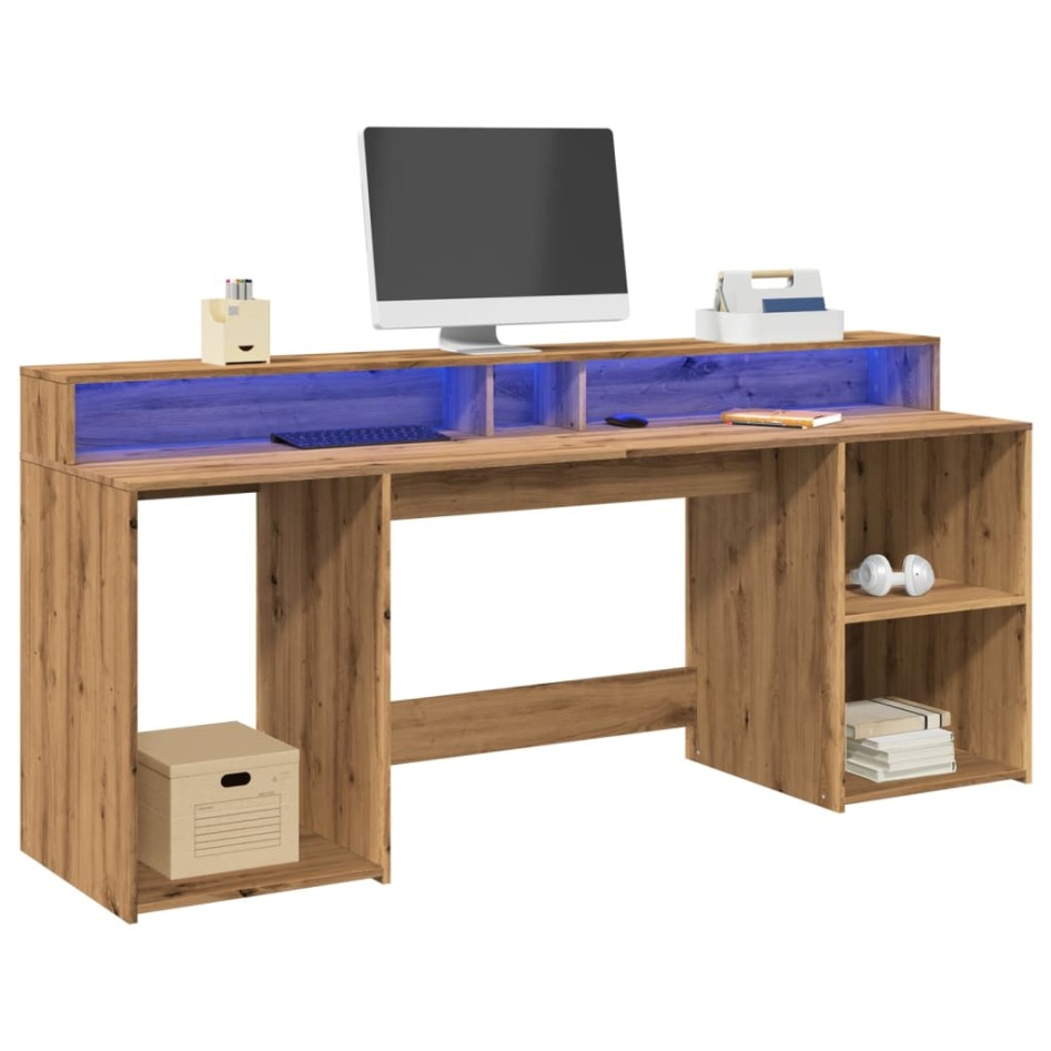 Escritorio con LED madera ingeniería roble artisian