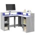 Escritorio con LED madera ingeniería gris sonoma