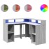 Escritorio con LED madera ingeniería gris sonoma