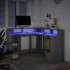 Escritorio con LED madera ingeniería gris sonoma