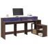 Escritorio con LED madera ingeniería marrón roble 200x104x91