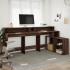 Escritorio con LED madera ingeniería marrón roble 200x104x91