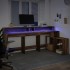 Escritorio con LED madera ingeniería marrón roble 200x104x91