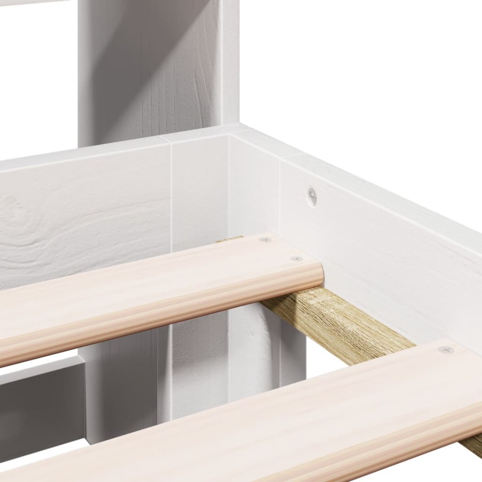 Cama con estantería sin colchón madera maciza blanca 150x200