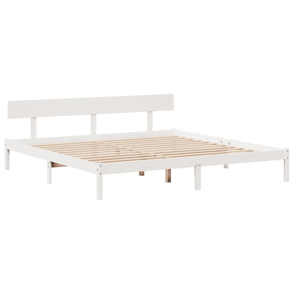 Cama con estantería sin colchón madera maciza blanca 200x200