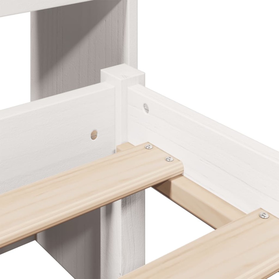 Cama con estantería sin colchón madera maciza blanca 200x200