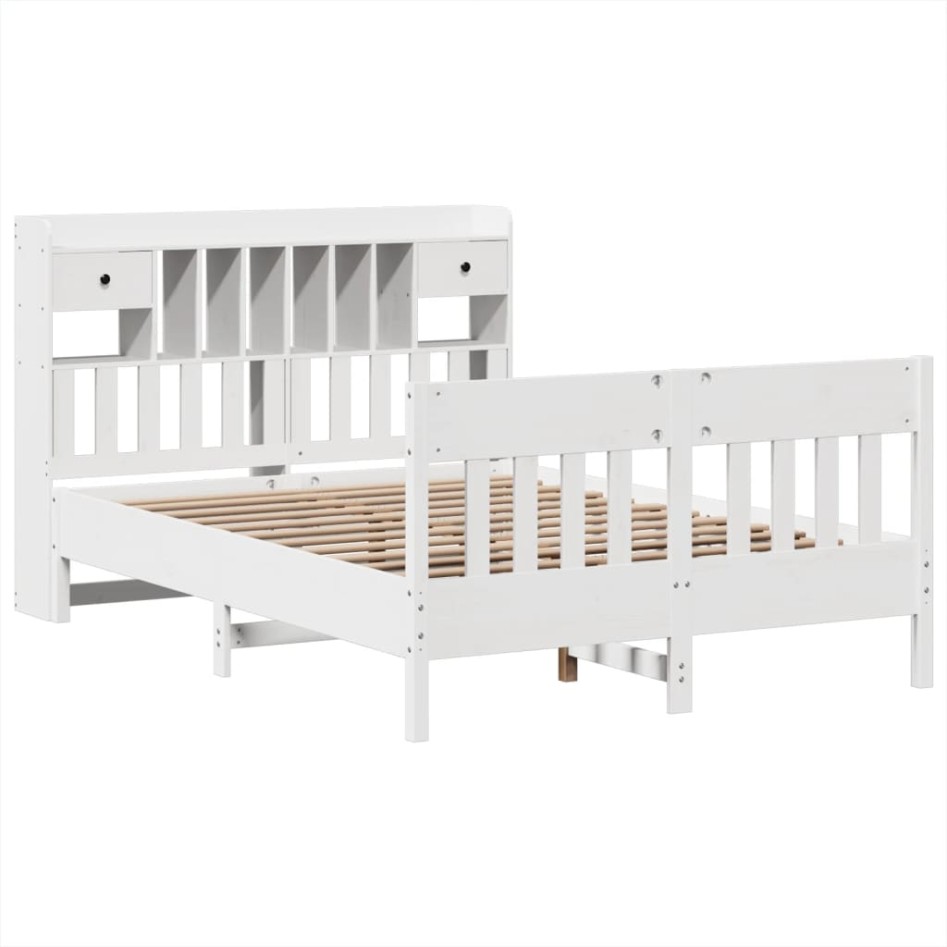 Estructura de cama sin colchón madera de pino blanca 150x200