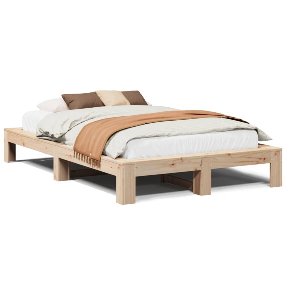 Estructura de cama sin colchón madera maciza de pino 120x190