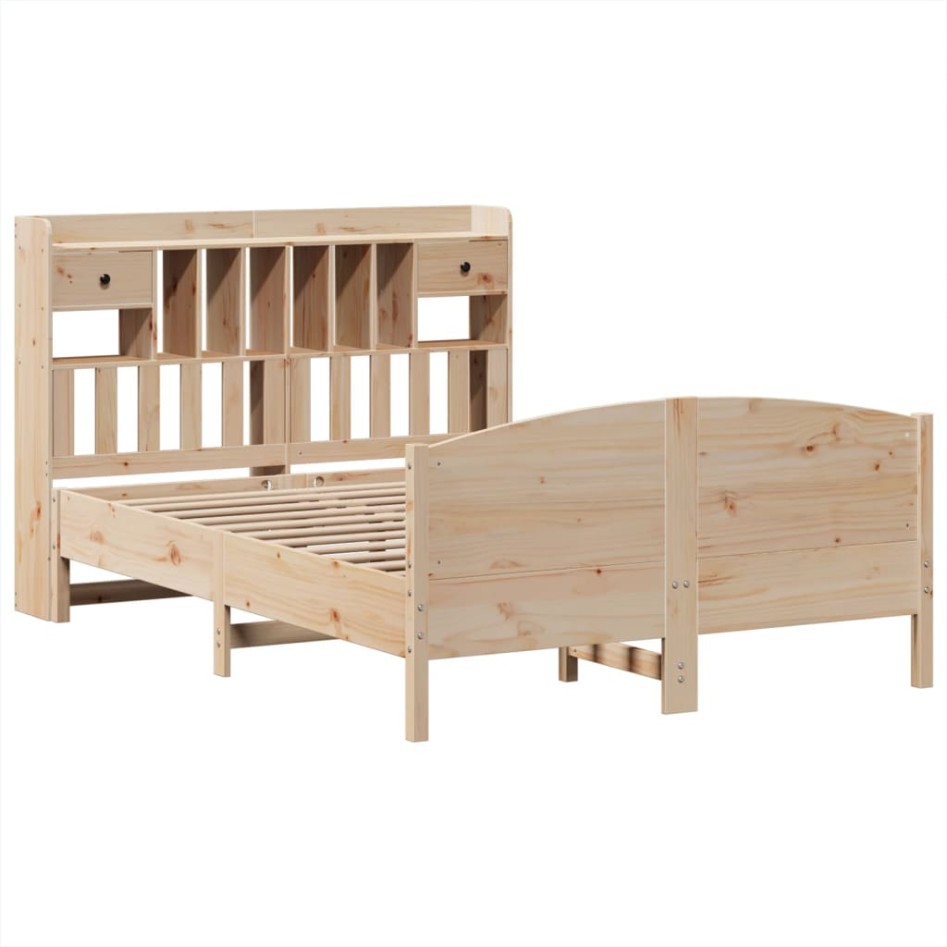 Cama con estantería sin colchón madera maciza de pino