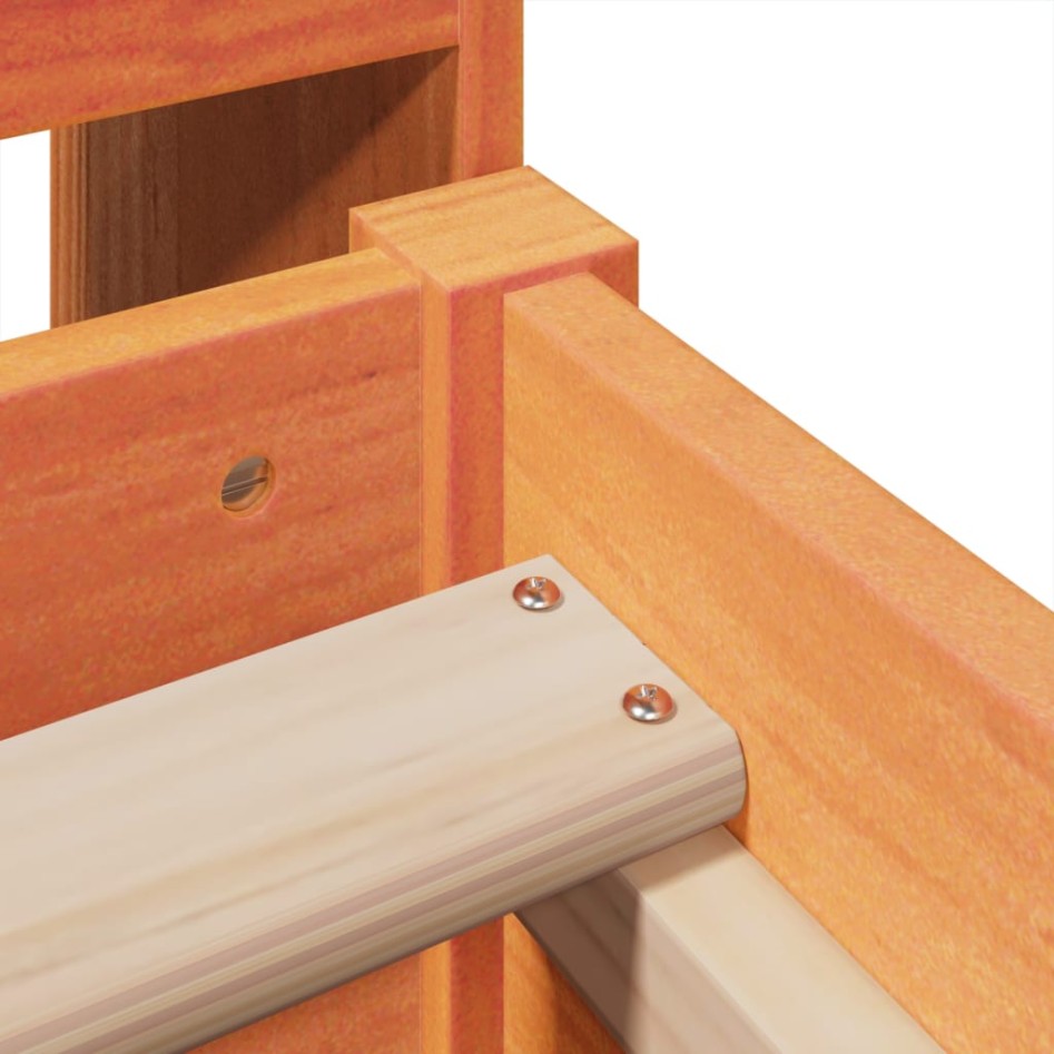 Cama con estantería sin colchón madera maciza marrón 100x200