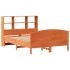 Cama con estantería sin colchón madera maciza marrón