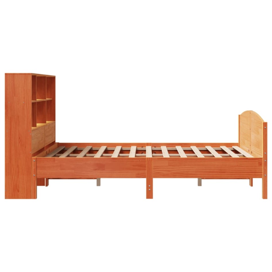 Cama con estantería sin colchón madera maciza marrón