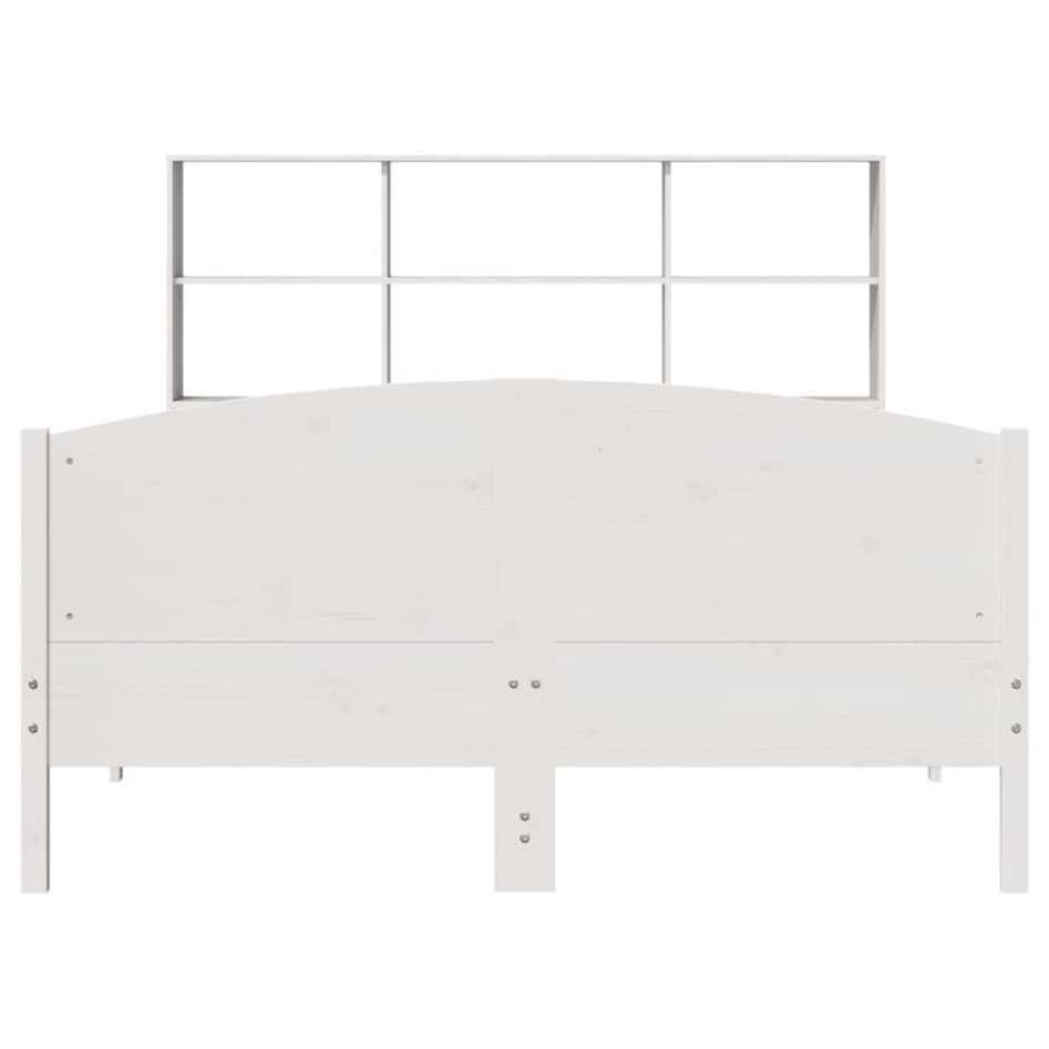 Cama con estantería sin colchón madera maciza blanca 160x200