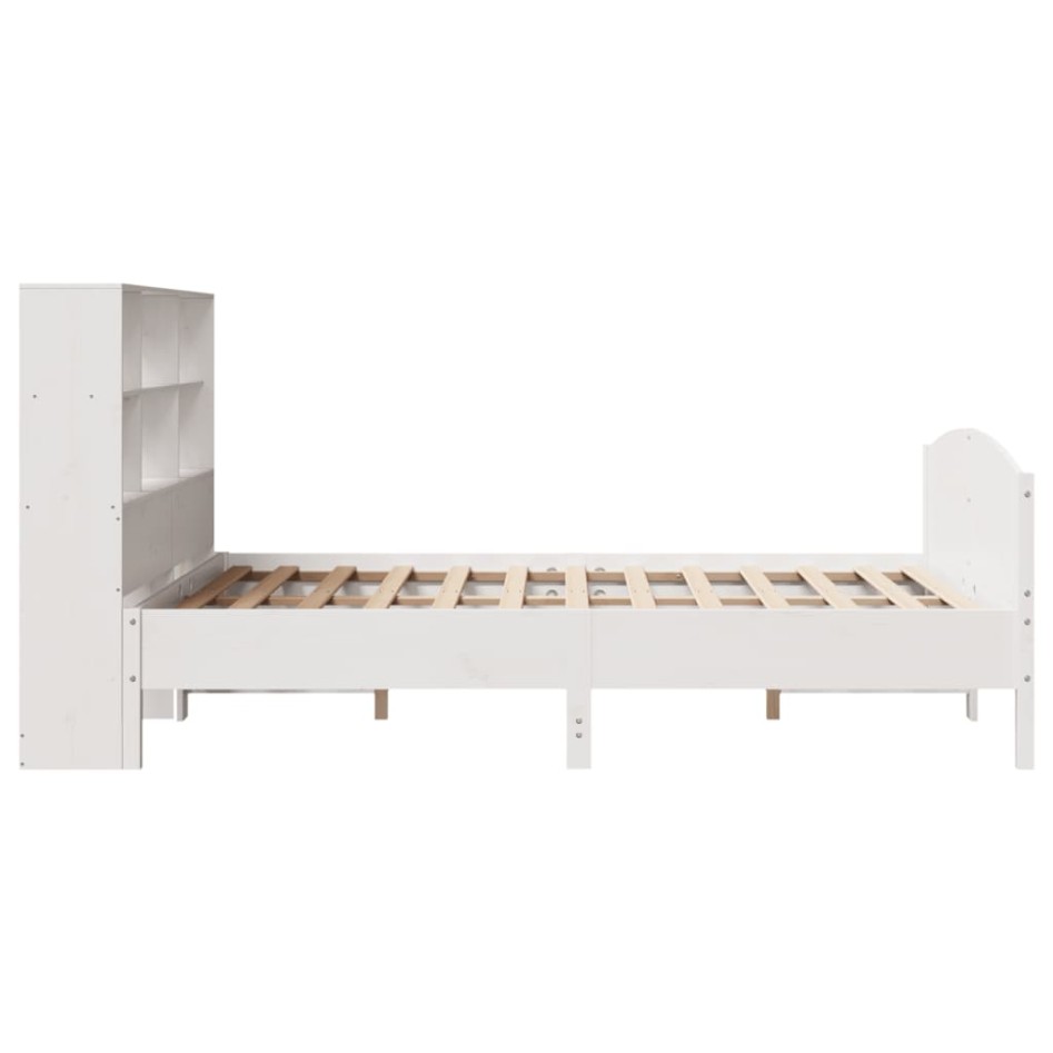 Cama con estantería sin colchón madera maciza blanca 160x200