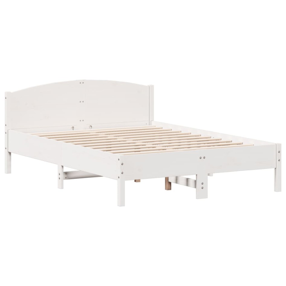 Cama con estantería sin colchón madera maciza blanca 160x200