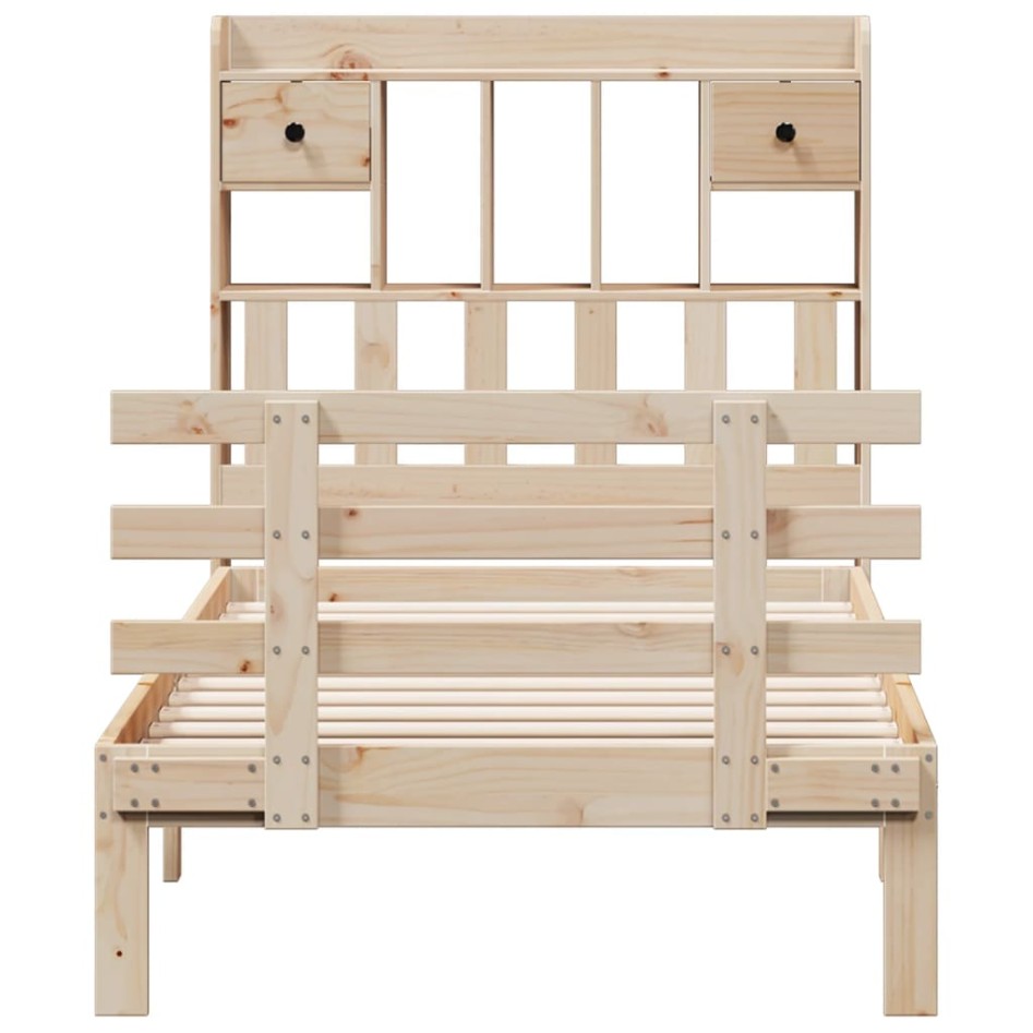 Cama con estantería sin colchón madera maciza de pino 90x200