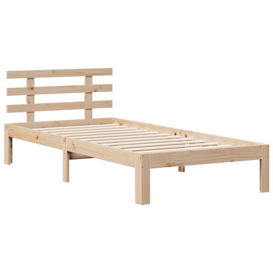 Cama con estantería sin colchón madera maciza de pino 90x200
