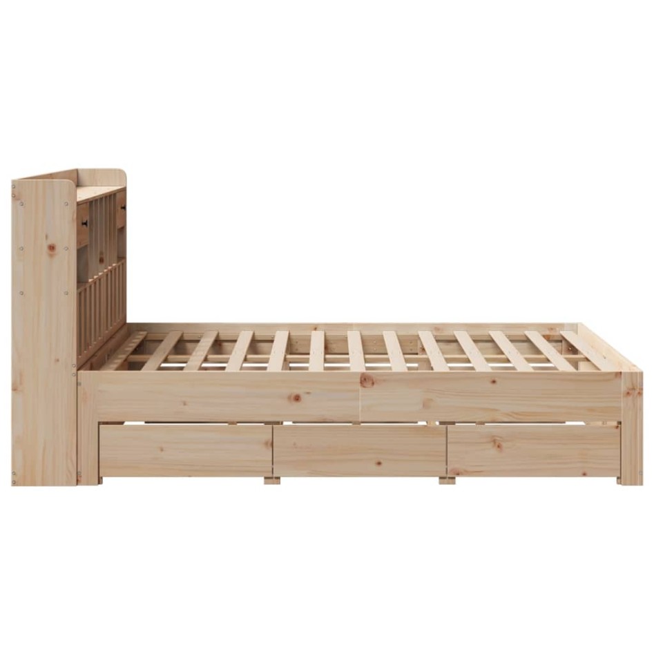Cama con estantería sin colchón madera maciza de pino