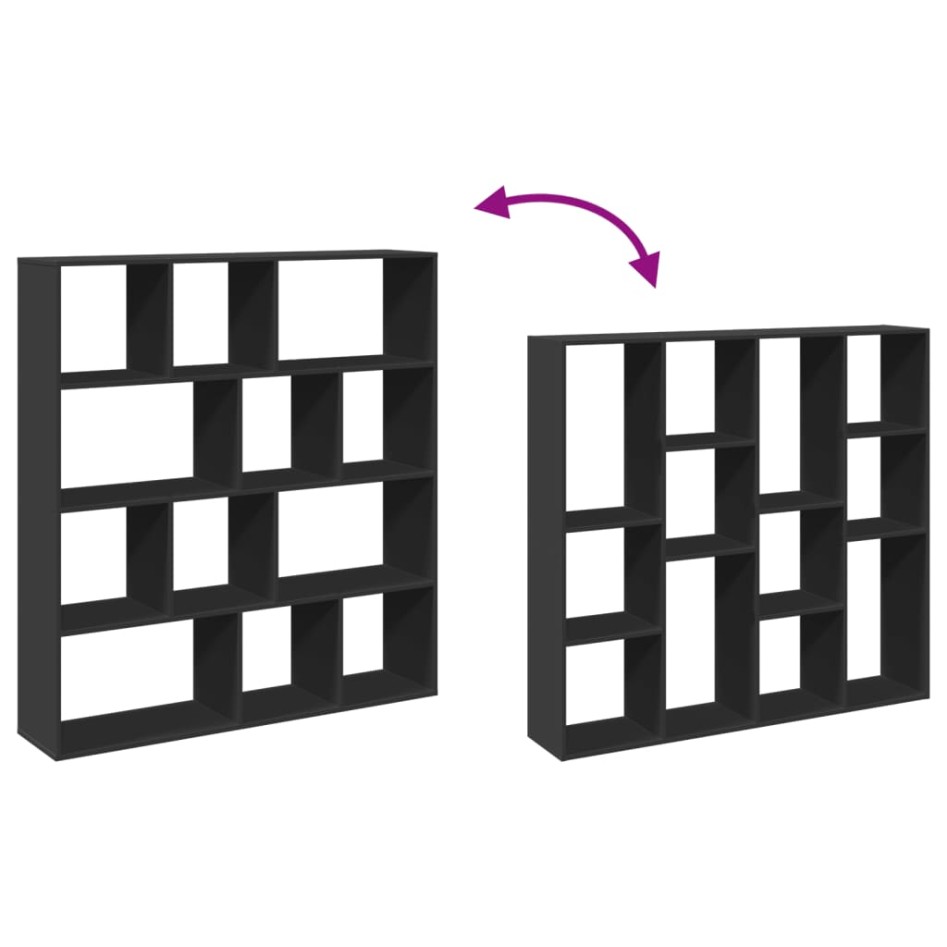 Estantería de madera de ingeniería negra 132x29x141,5