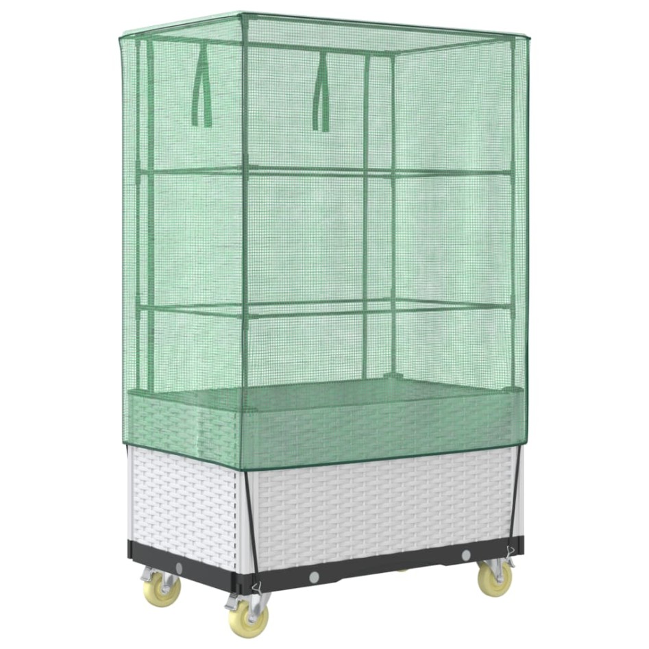 Arriate con cubierta invernadero aspecto ratán 80x50x182