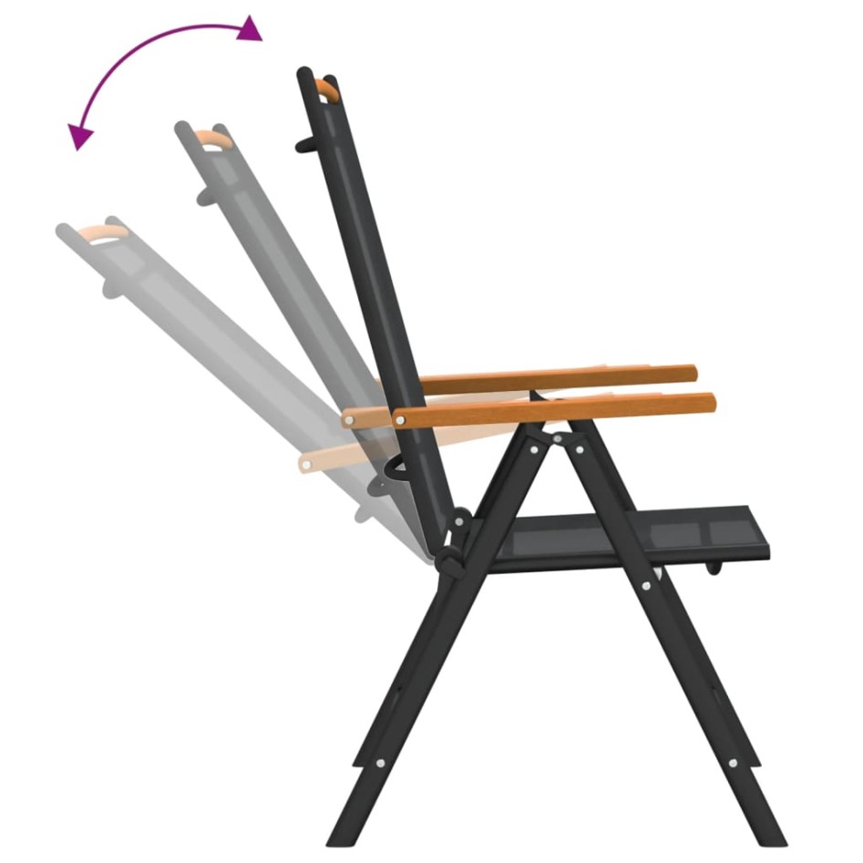 Juego de comedor para jardín 7 piezas aluminio negro y